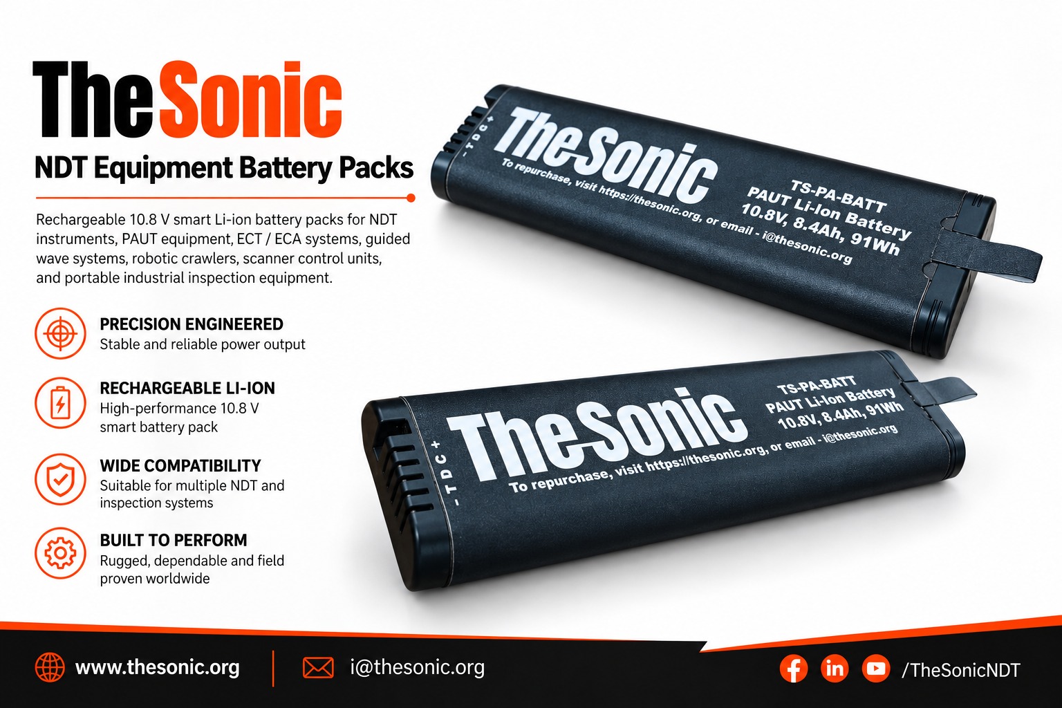 The Sonic NDT SmartPower Li-ion Battery Pack – TS-NDT-SPB-108