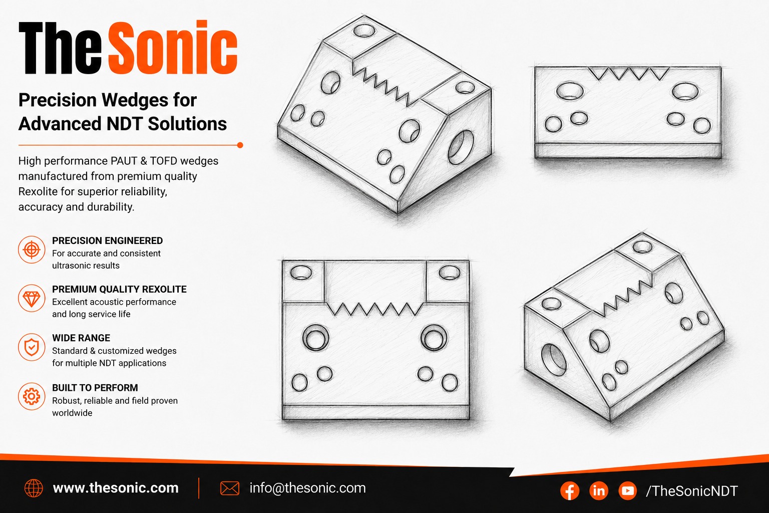 PAUT A1 Series Flat Wedges for A1 Probe Series