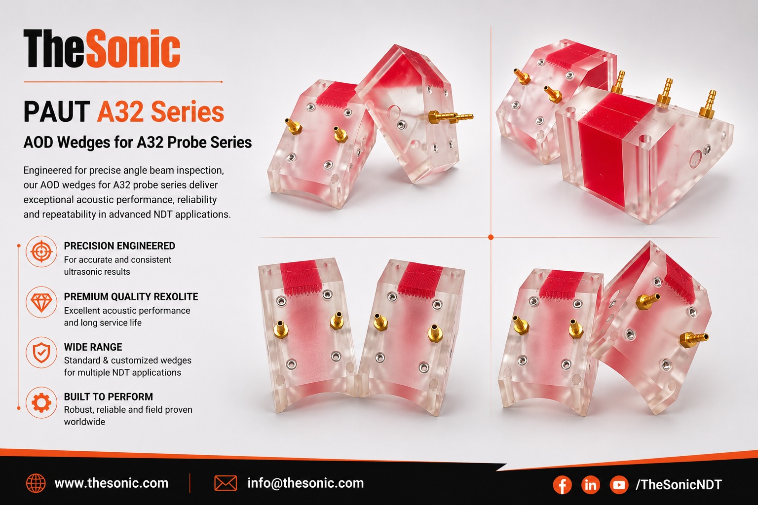 PAUT A32 Series AOD Wedges for A32 Probe Series