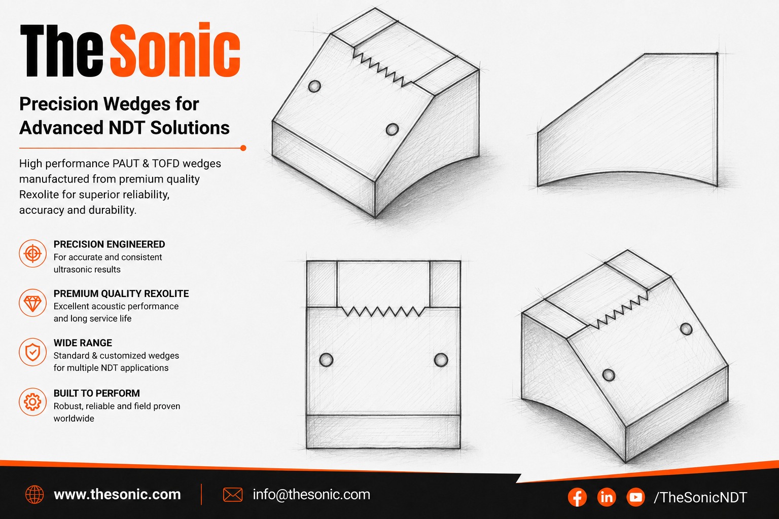 PAUT A10 Series COD Wedges for A10 Probe Series