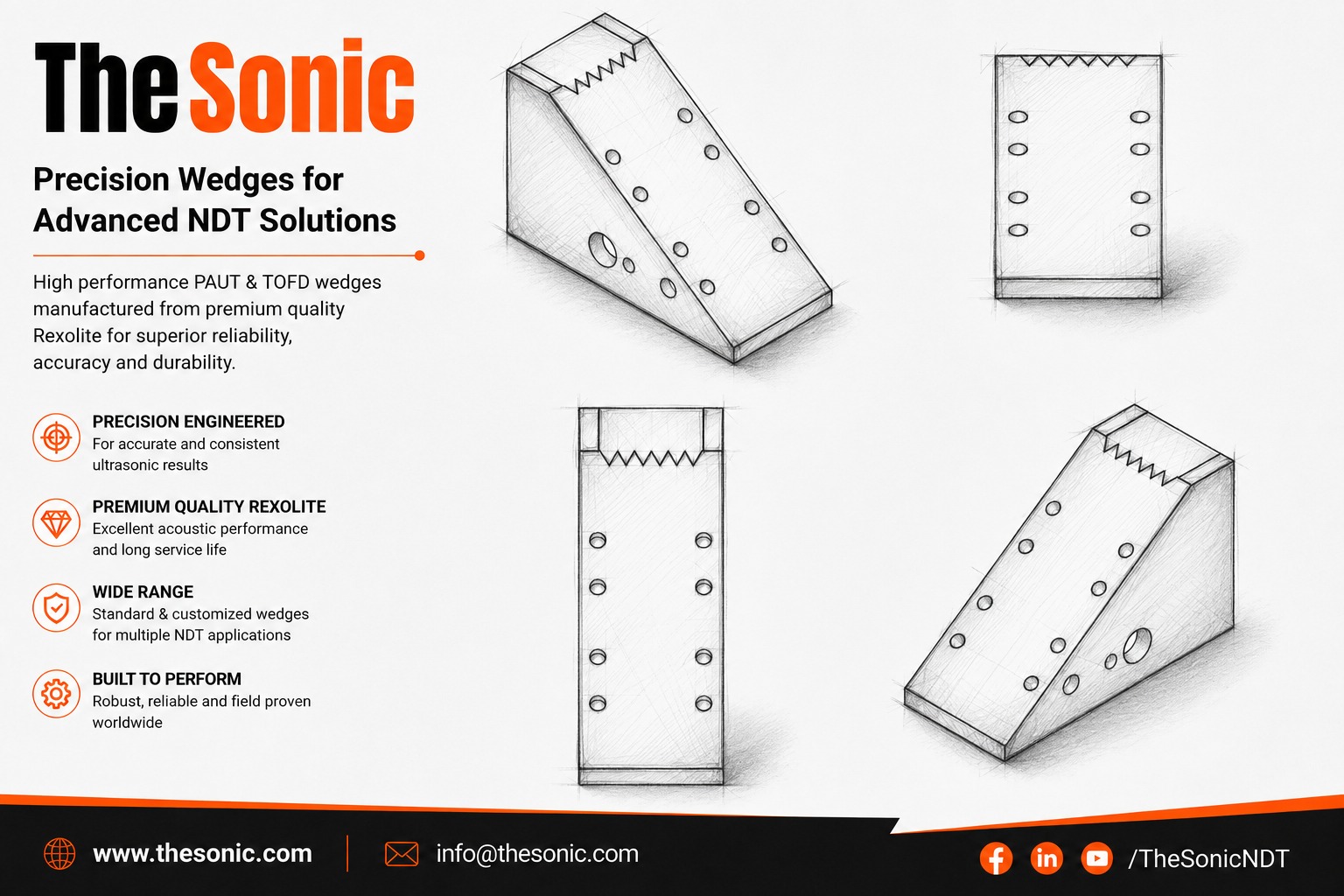 PAUT A2 Series Flat Wedges for A2 Probe Series