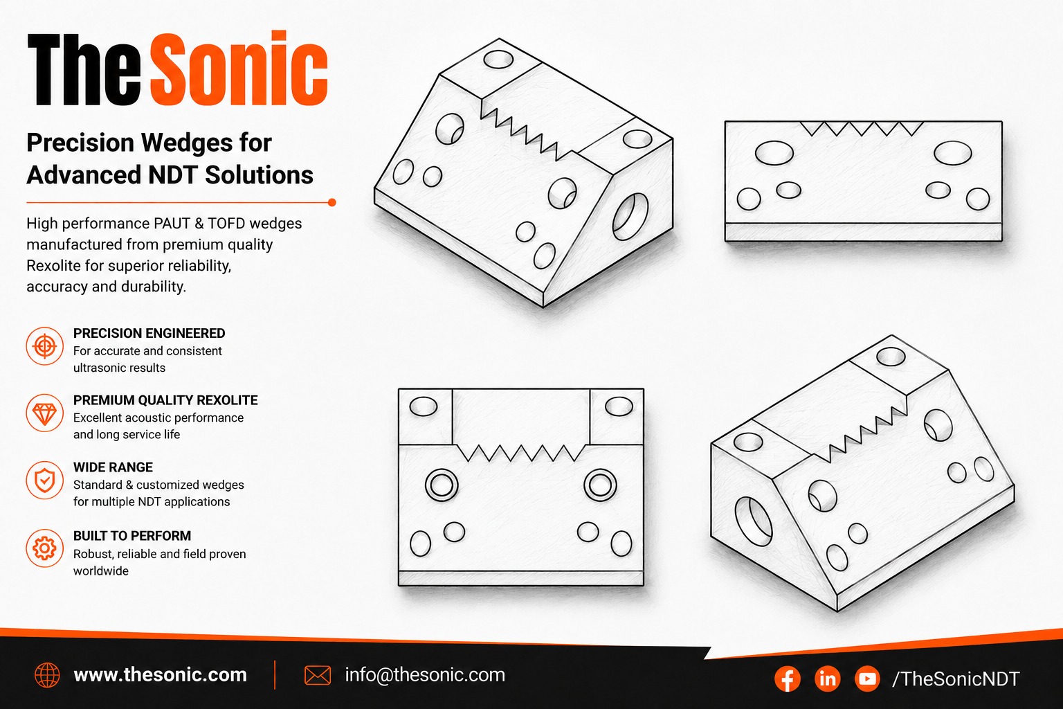 PAUT A1 Series Flat Wedges for A1 Probe Series