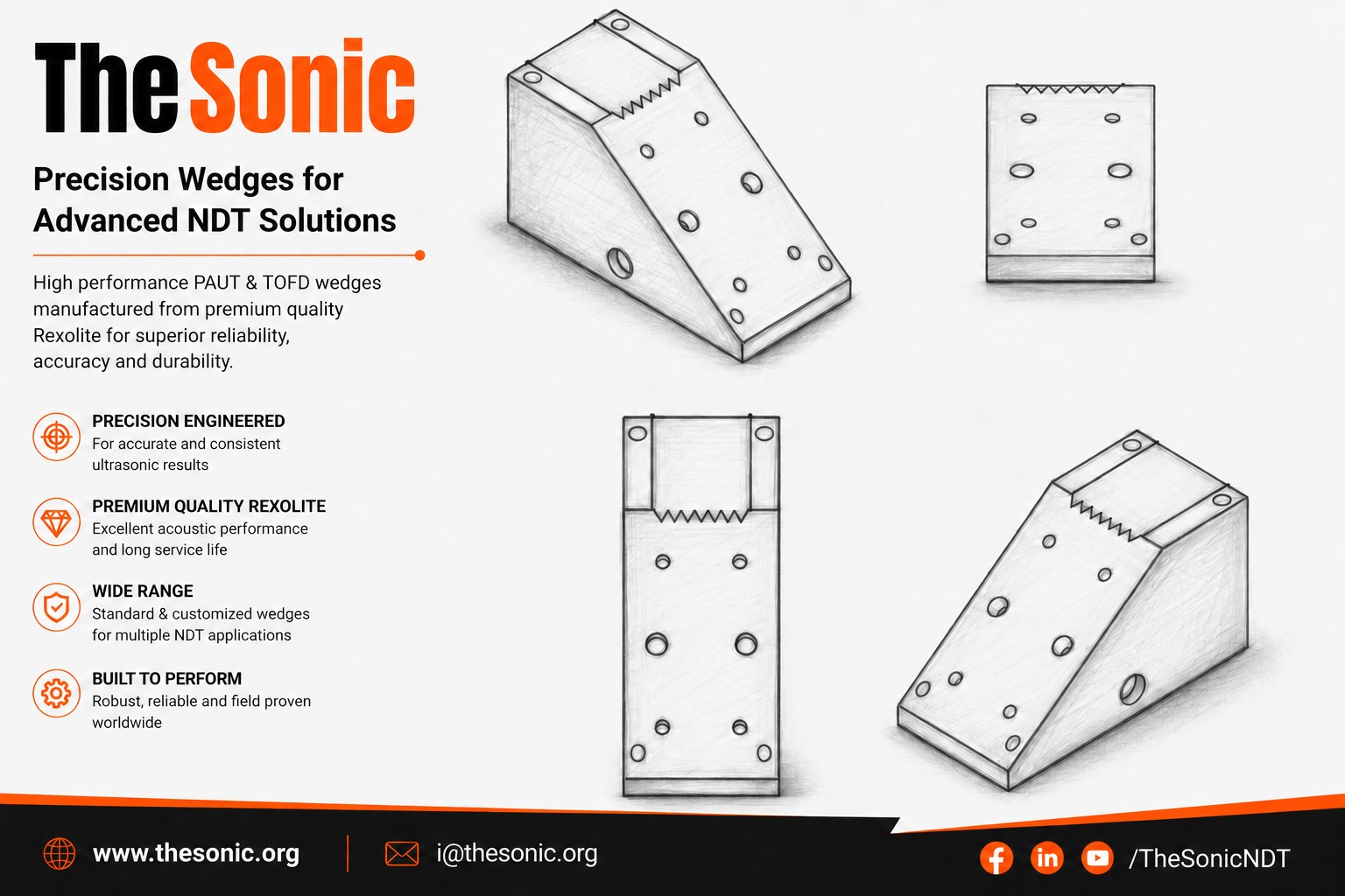 PAUT PWZ1 Series Flat Wedges for PWZ1 Probe Series