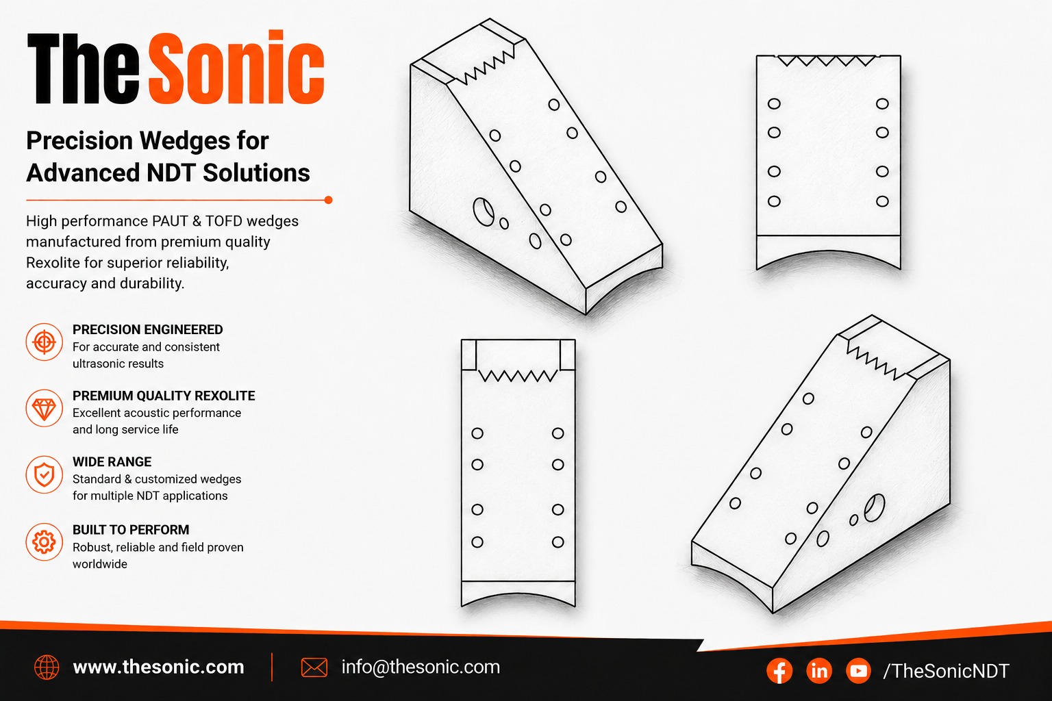 PAUT A2 Series AOD Wedges for A2 Probe Series