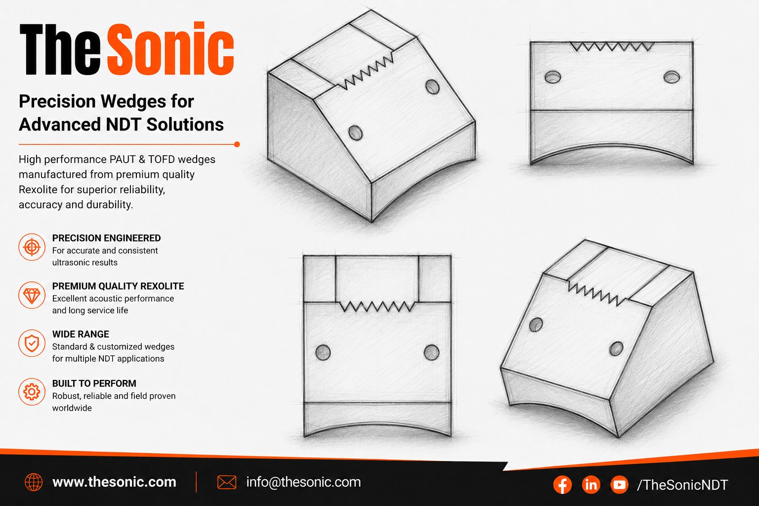 PAUT A10 Series AOD Wedges for A10 Probe Series