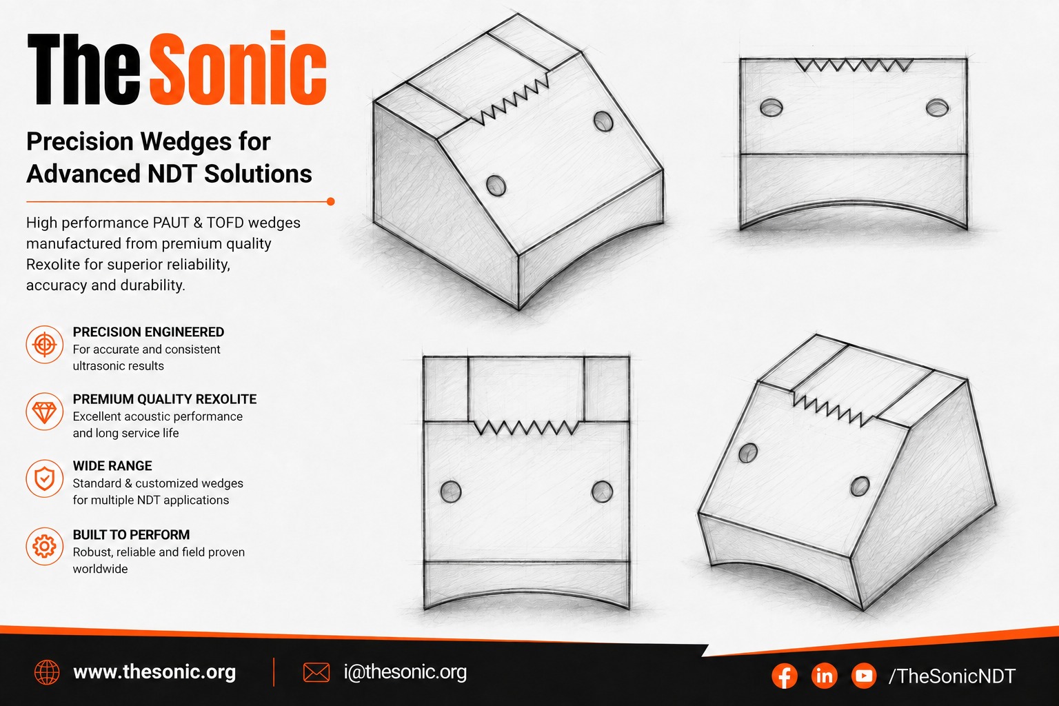 PAUT A10 Series AOD Wedges for A10 Probe Series