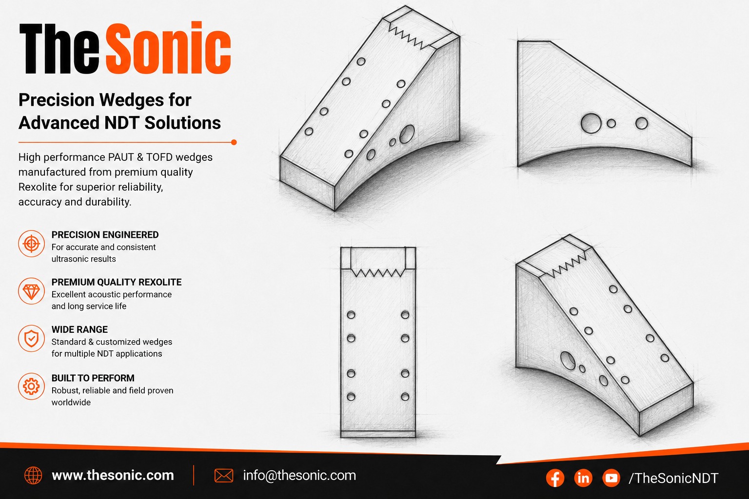 PAUT A2 Series COD Wedges for A2 Probe Series