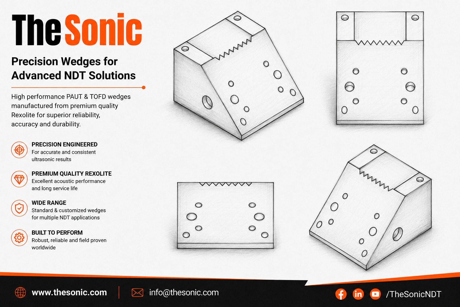 PAUT A3 Series Flat Wedges for A3 Probe Series