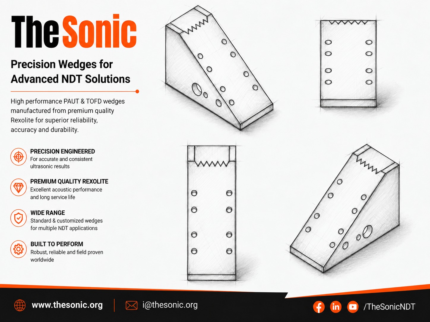 PAUT A2 Series Flat Wedges for A2 Probe Series