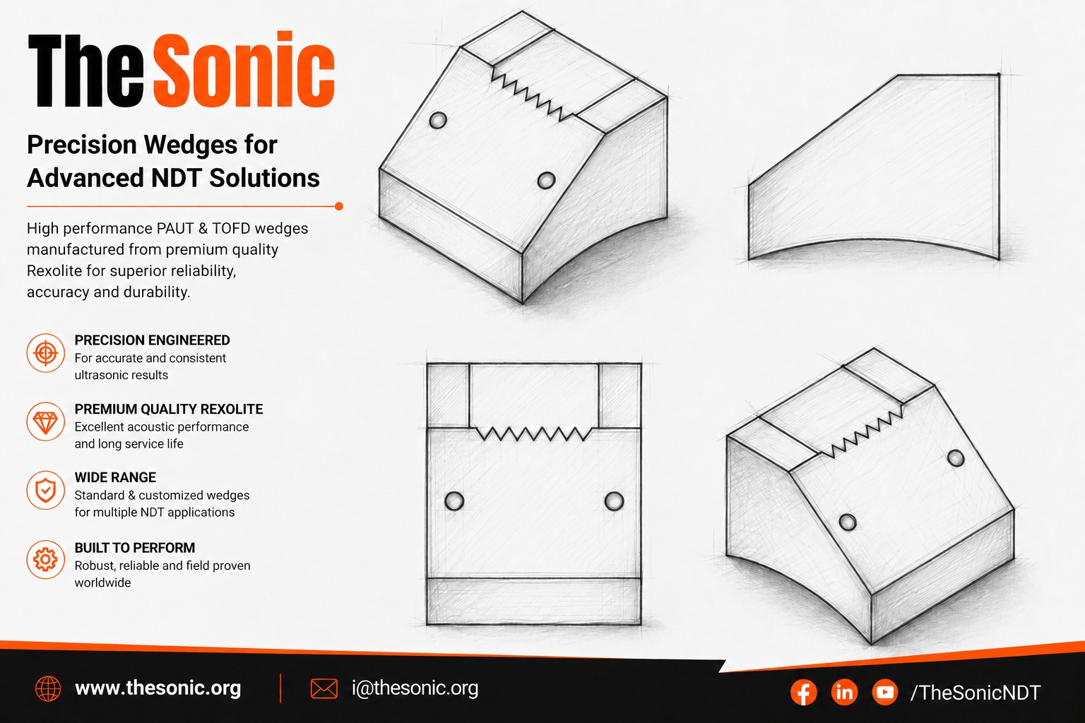 PAUT A10 Series COD Wedges for A10 Probe Series